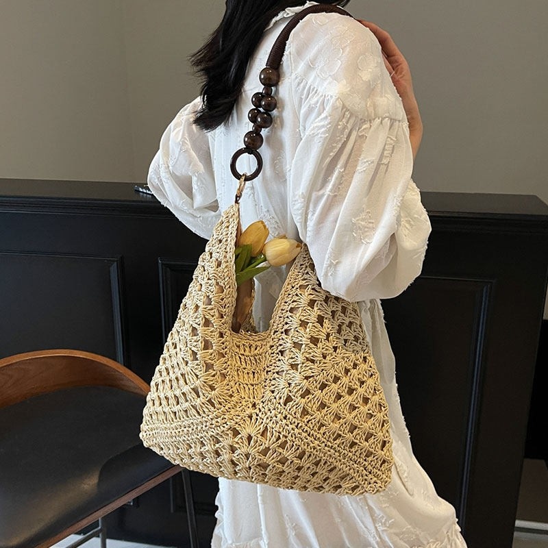 กระเป๋าสะพายไหล่สานจากฟางความจ - Tote Bag Beach บทวิจารณ์และราคา